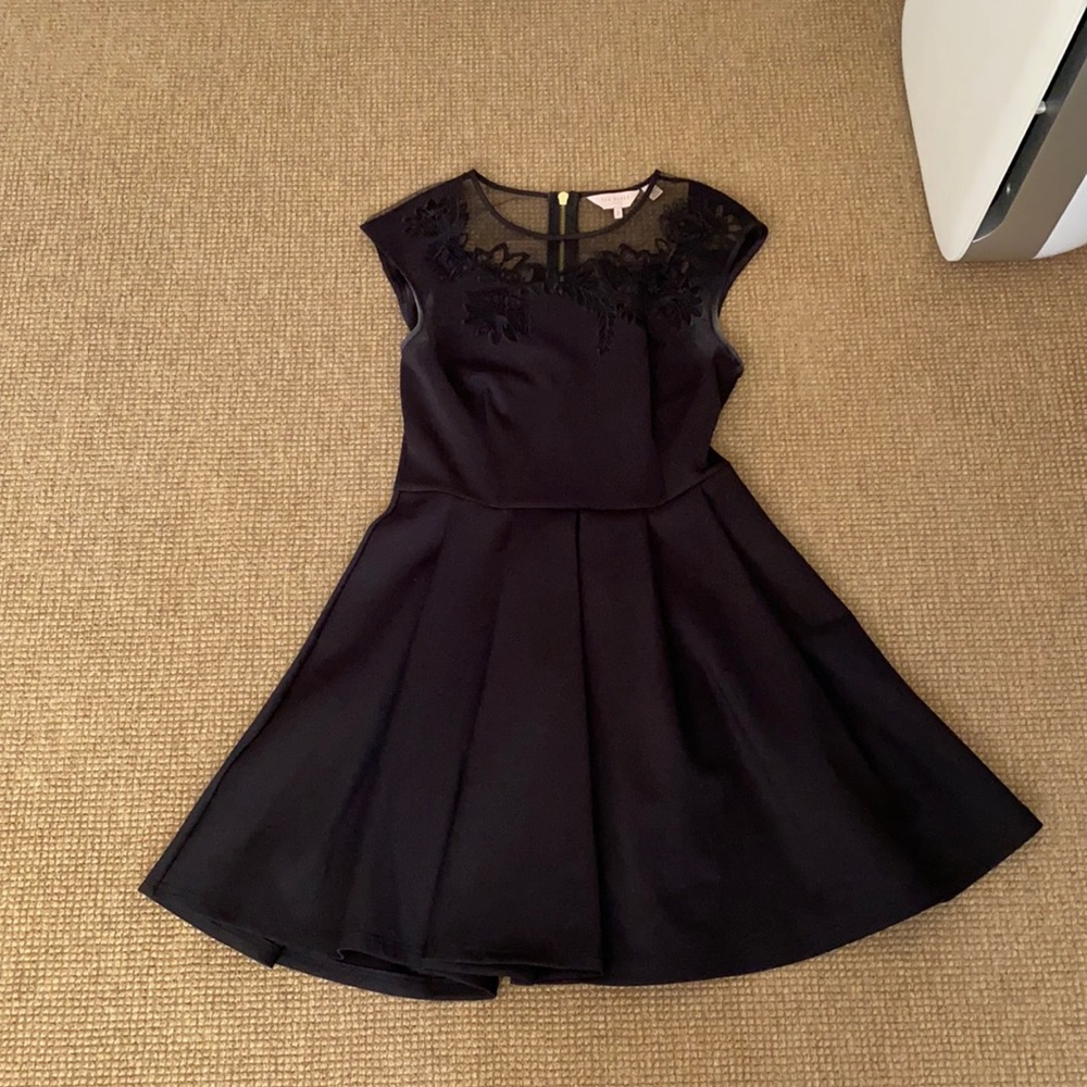 Black Ted Baker Dress with Floral Details